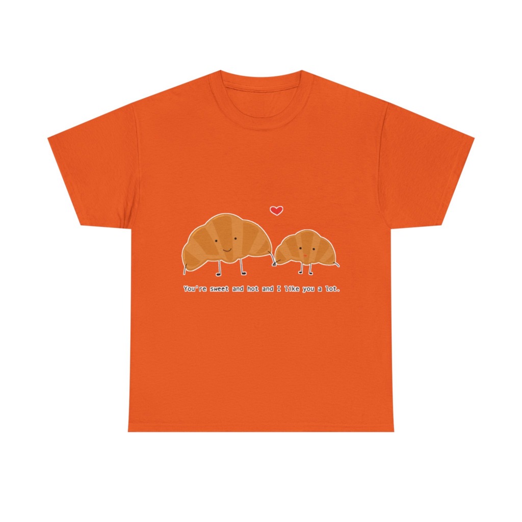 T-Shirt: Croissant Couple 'Sweet & Hot' Graphic Tee