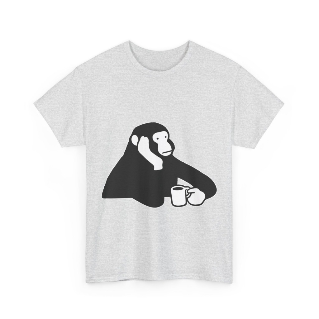 T-Shirt: Chimp with Coffee Mug Graphic