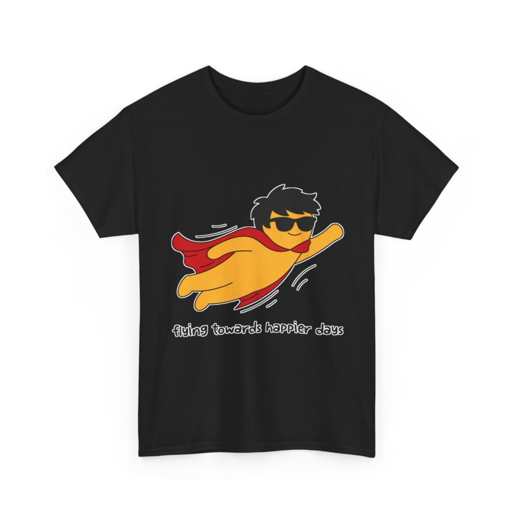 T-Shirt: Flying Hero 'Happier Days' Graphic Print