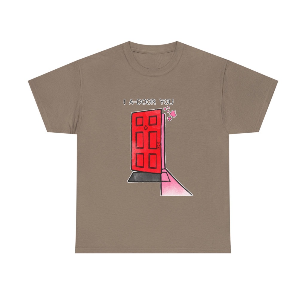 T-Shirt with 'I A-DOOR YOU' Red Door Graphic