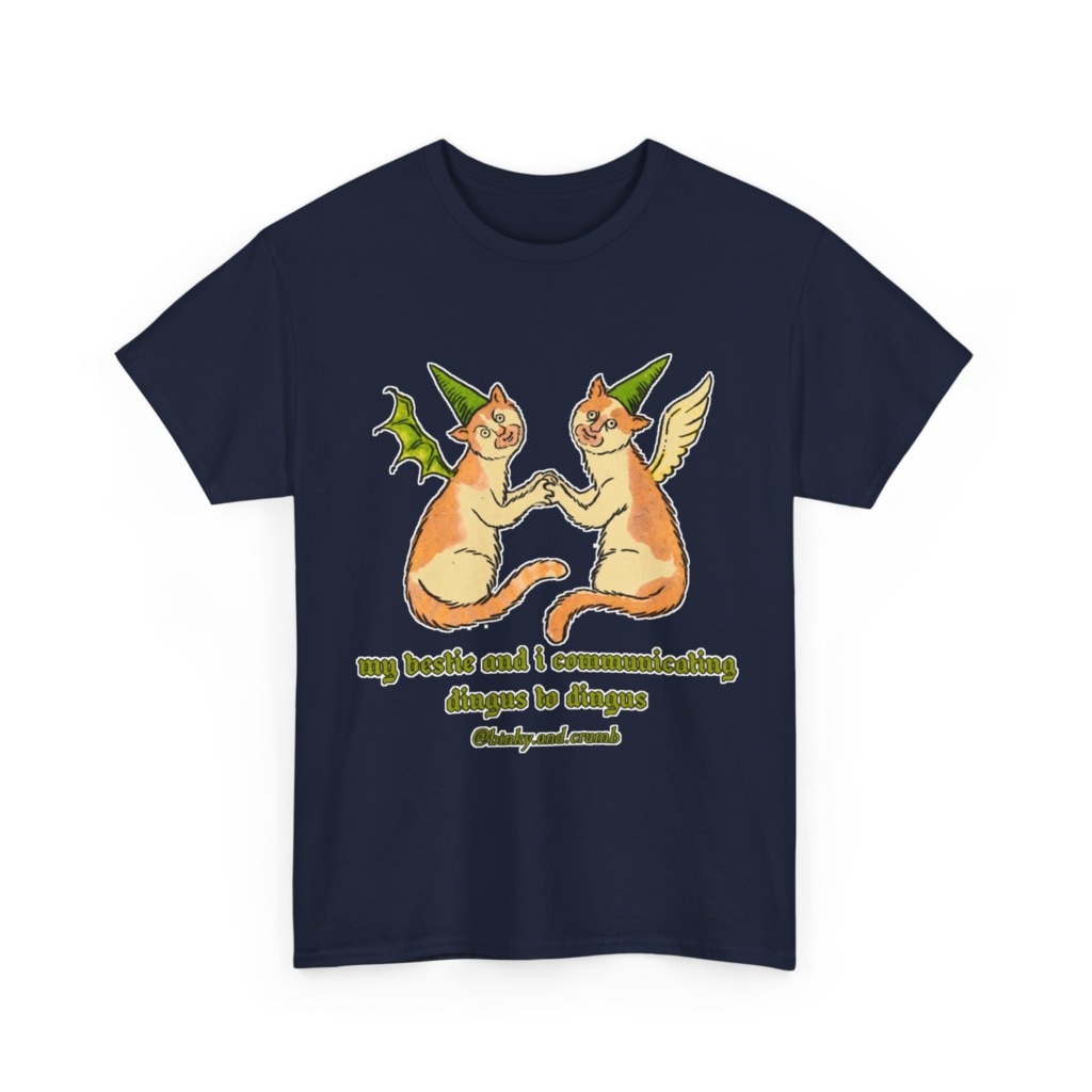 T-Shirt: Medieval Cat Besties 'Dingus to Dingus' Graphic