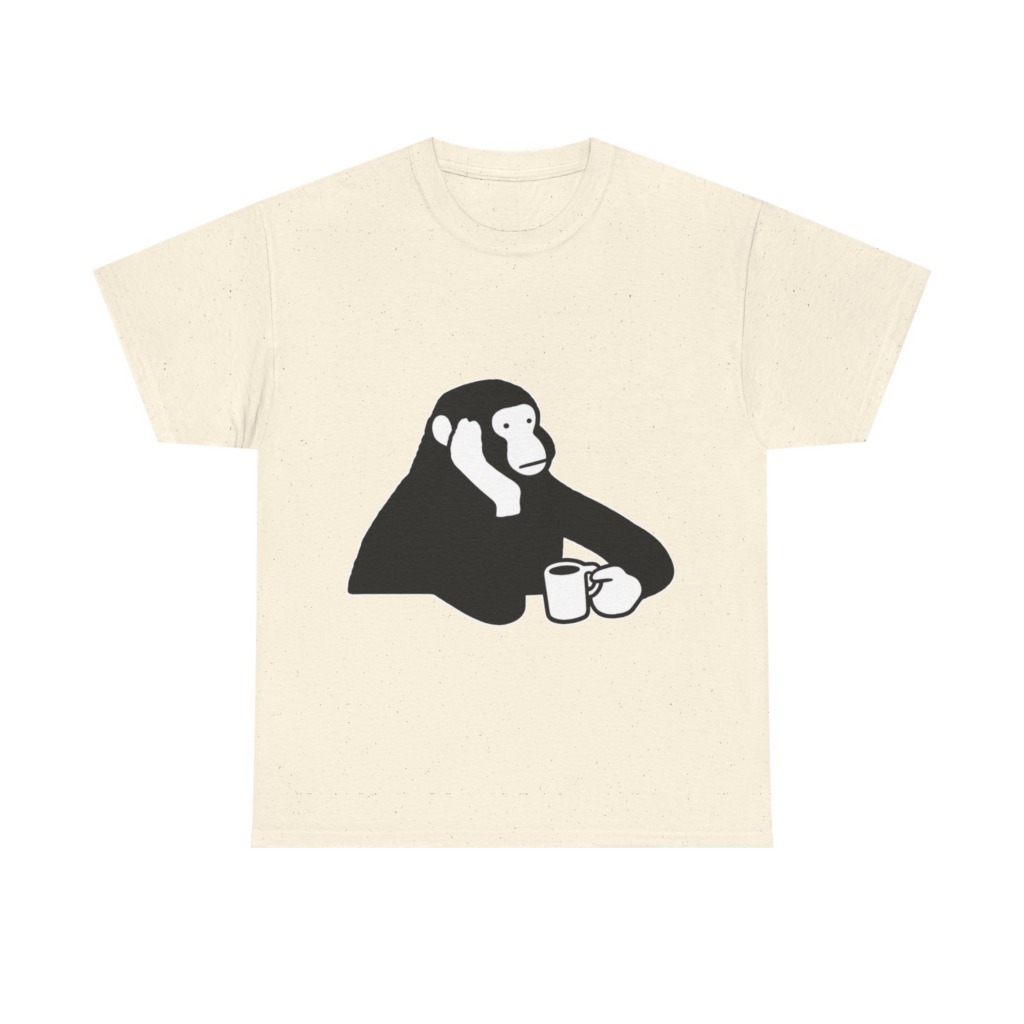 T-Shirt: Chimp with Coffee Mug Graphic
