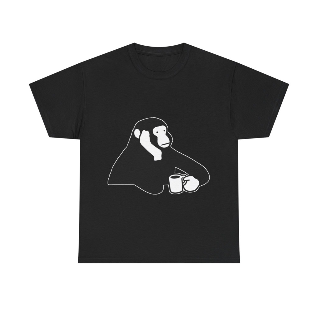 T-Shirt: Chimp with Coffee Mug Graphic