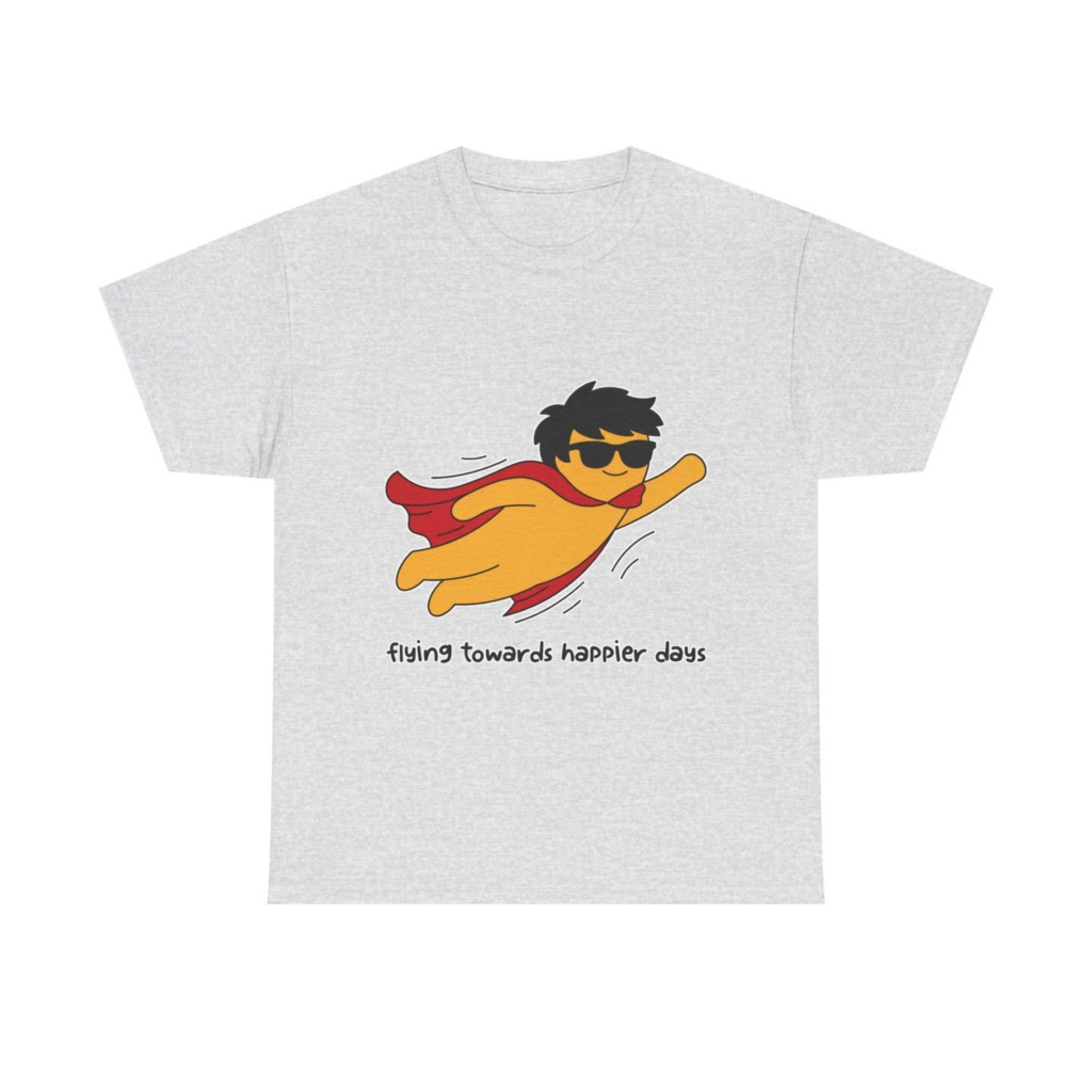 T-Shirt: Flying Hero 'Happier Days' Graphic Print