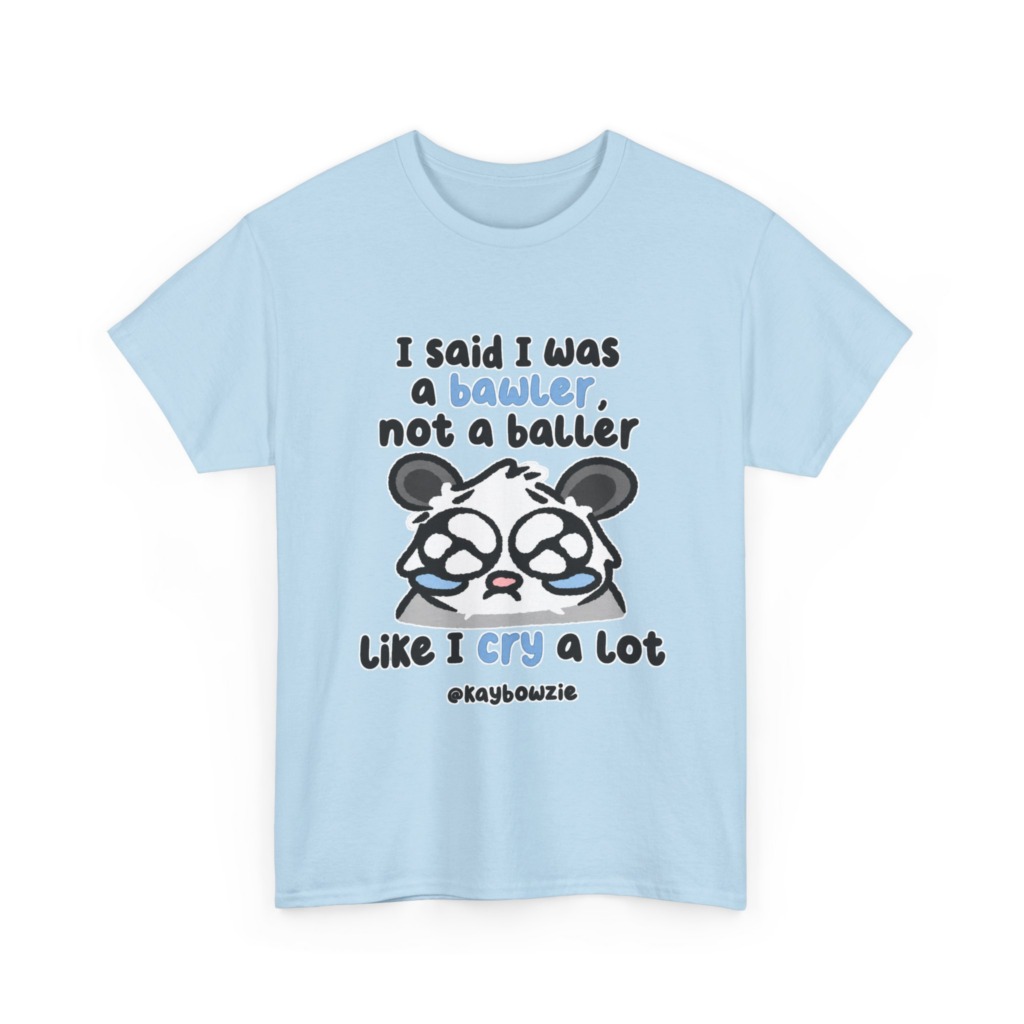 T-Shirt with Crying Animal 'Bawler Not Baller' Graphic