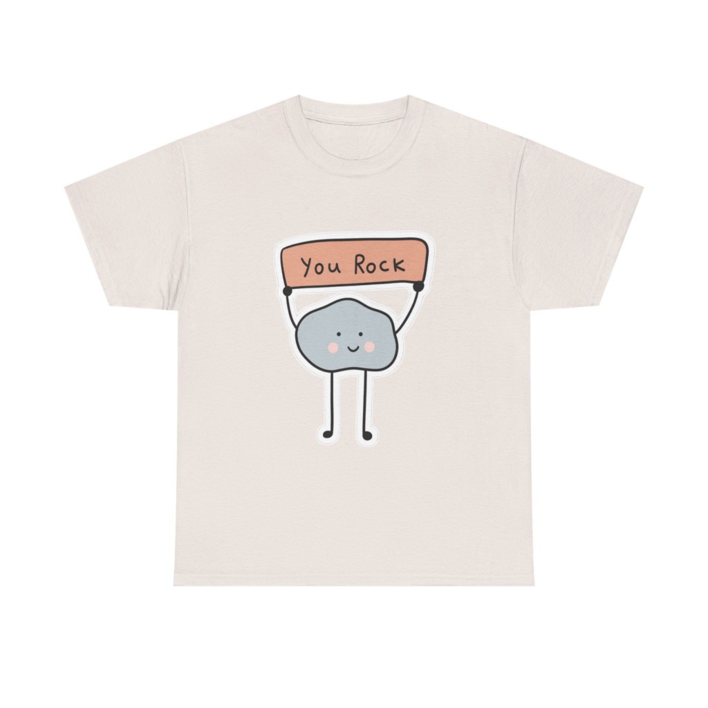 T-Shirt with Cute "You Rock" Cartoon Rock Design