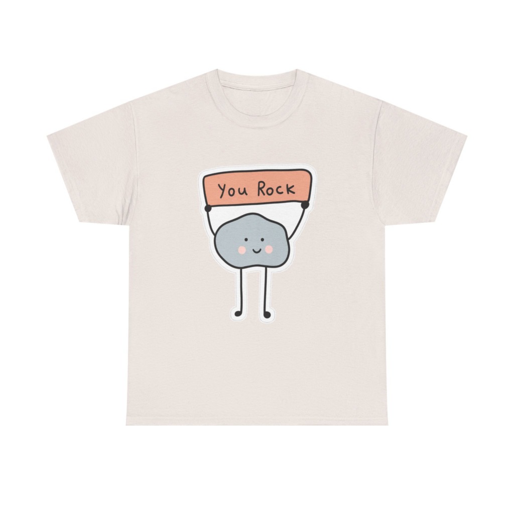 T-Shirt: Cute Rock Holding 'You Rock' Sign