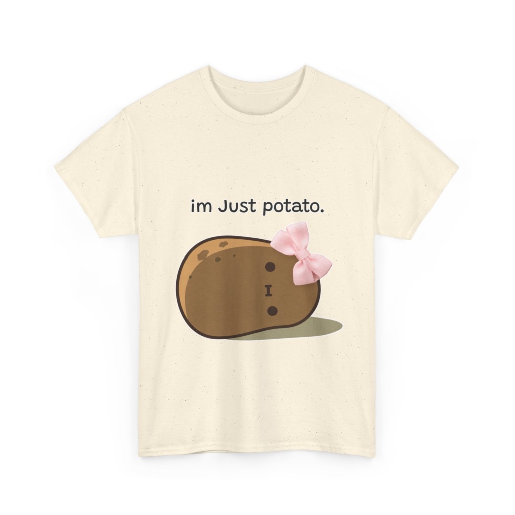 White Just Potato Graphic T-Shirt with Pink Bow