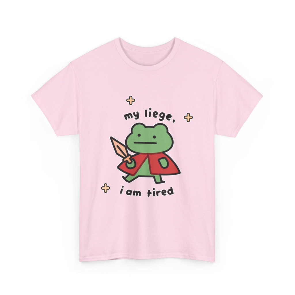 T-Shirt: Tired Frog Knight 'my liege, i am tired' Print