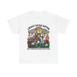 Graphic T-Shirt: Knight Mouse 'I Must Keep Going' Print