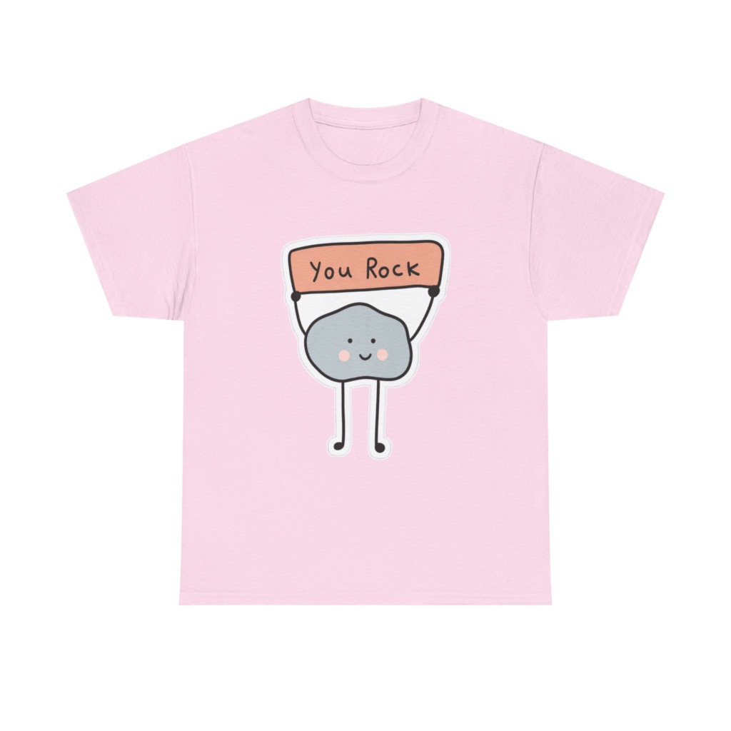 T-Shirt: Cute Rock Holding 'You Rock' Sign
