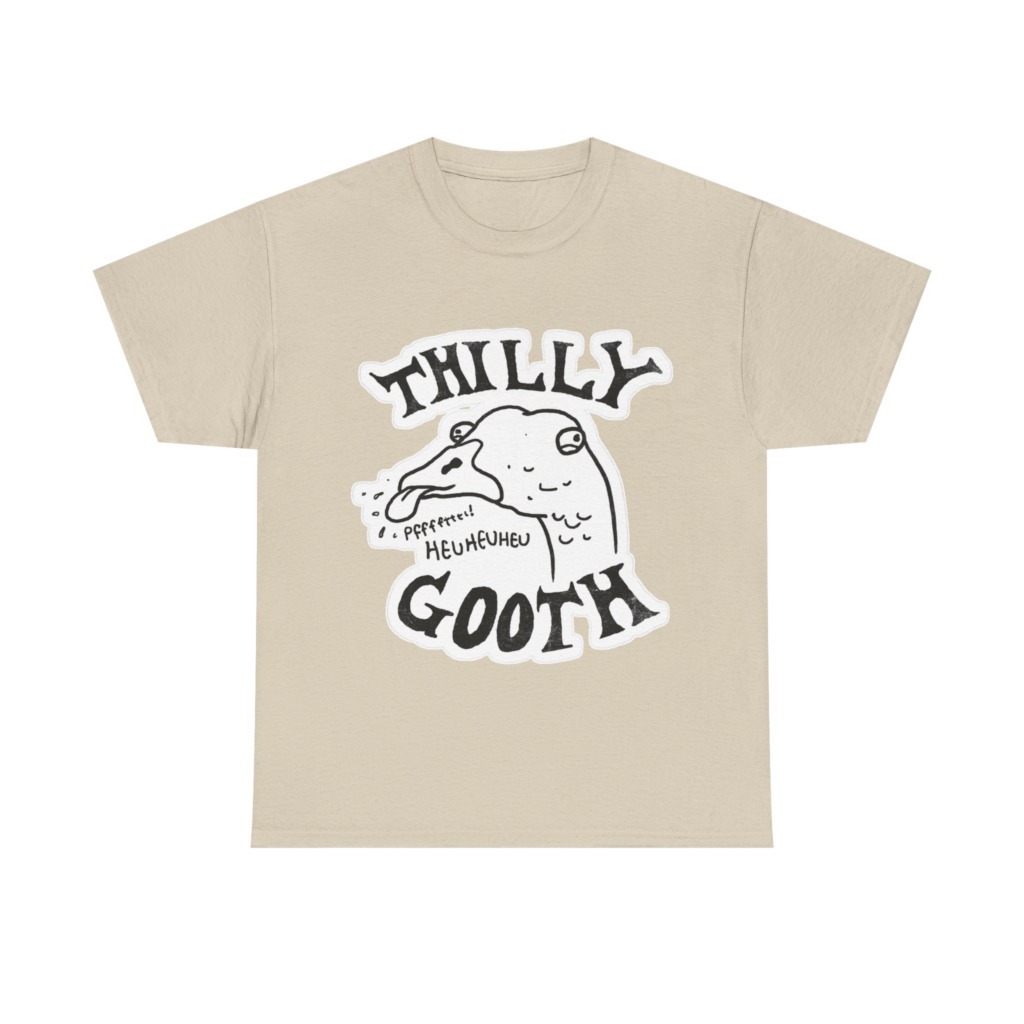 T-Shirt with Thilly Gooth Cartoon Goose Print