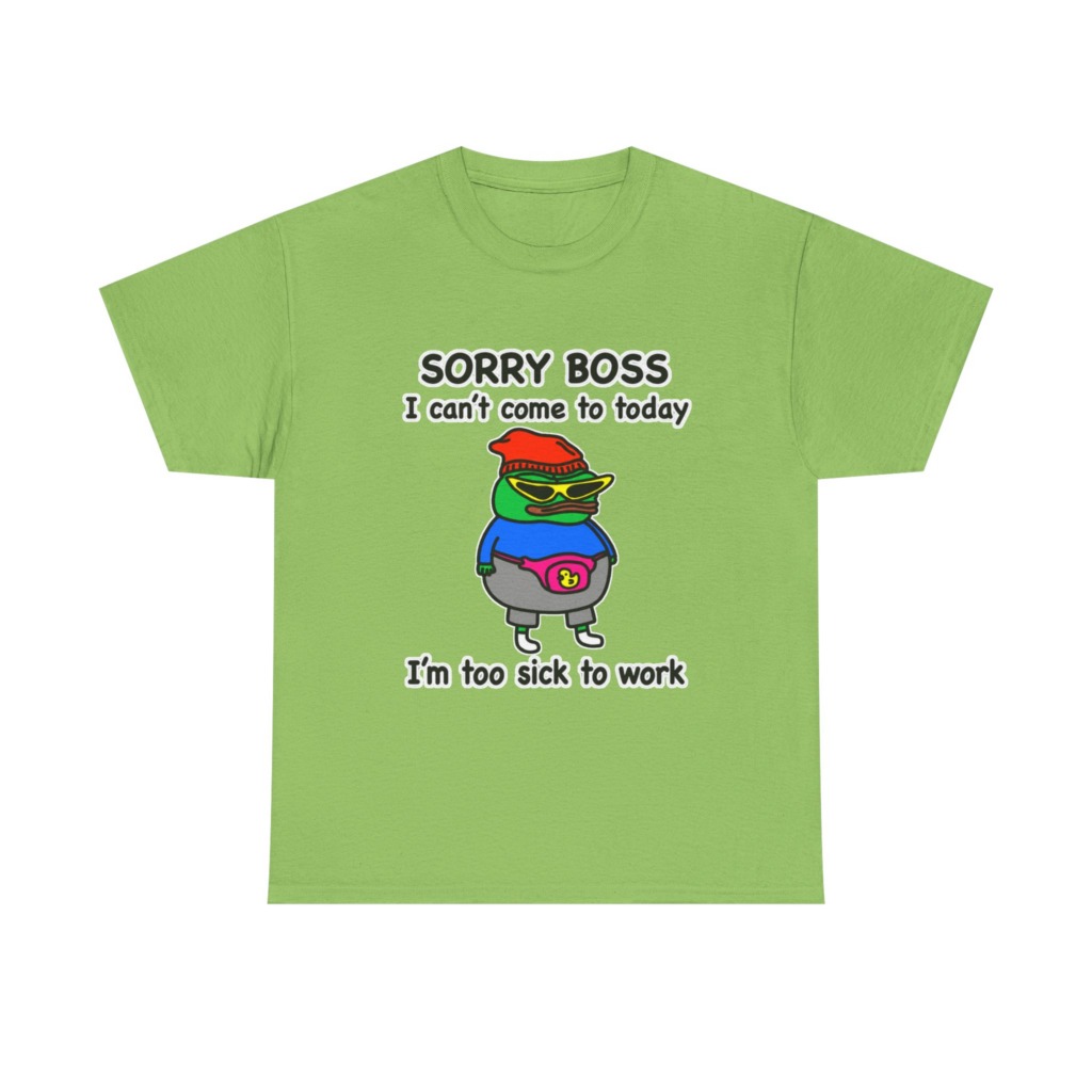 Pepe the Frog Sorry Boss Sick Day Graphic T-Shirt