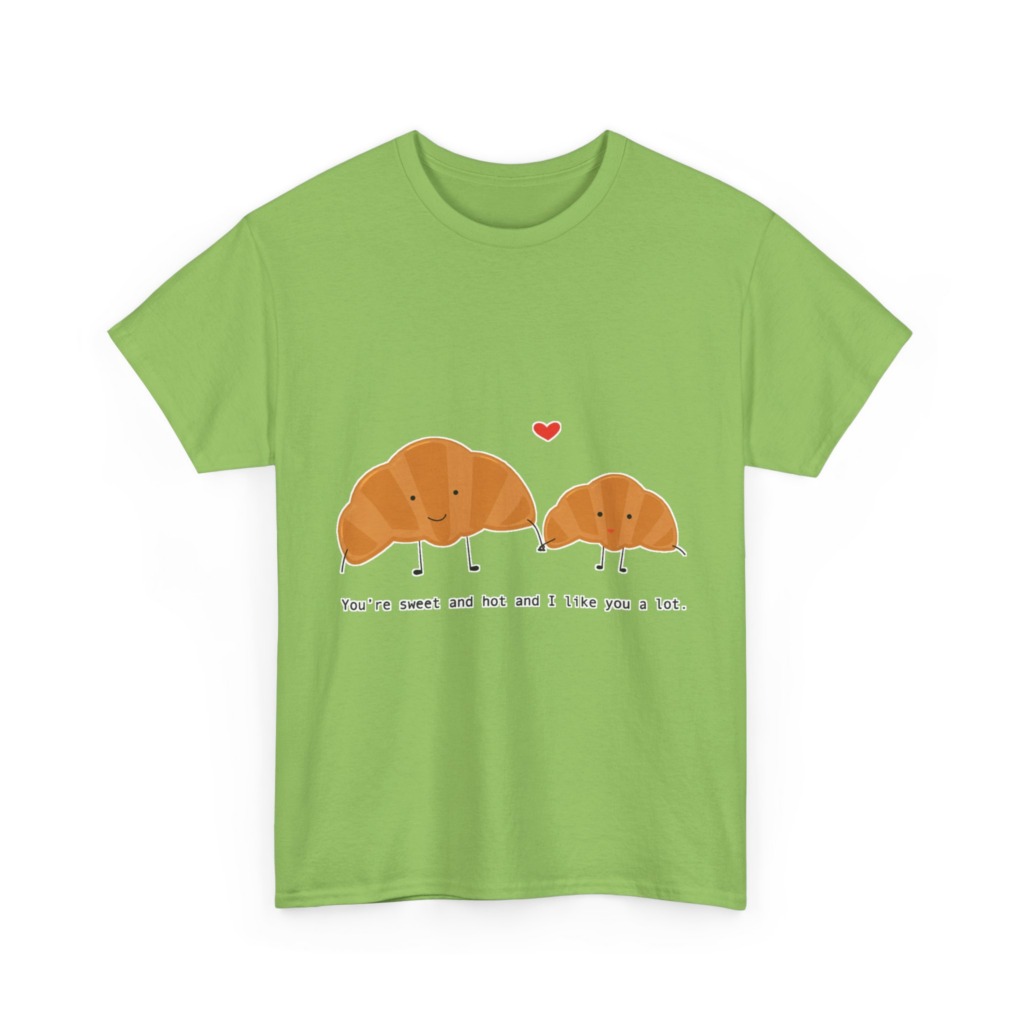 T-Shirt: Croissant Couple 'Sweet & Hot' Graphic Tee