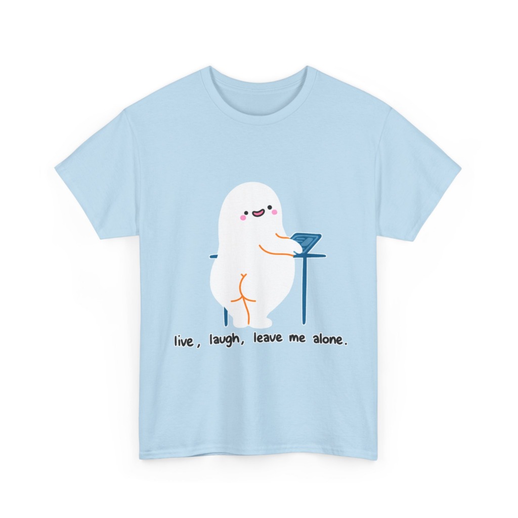 T-Shirt with Live, Laugh, Leave Me Alone Ghost Graphic