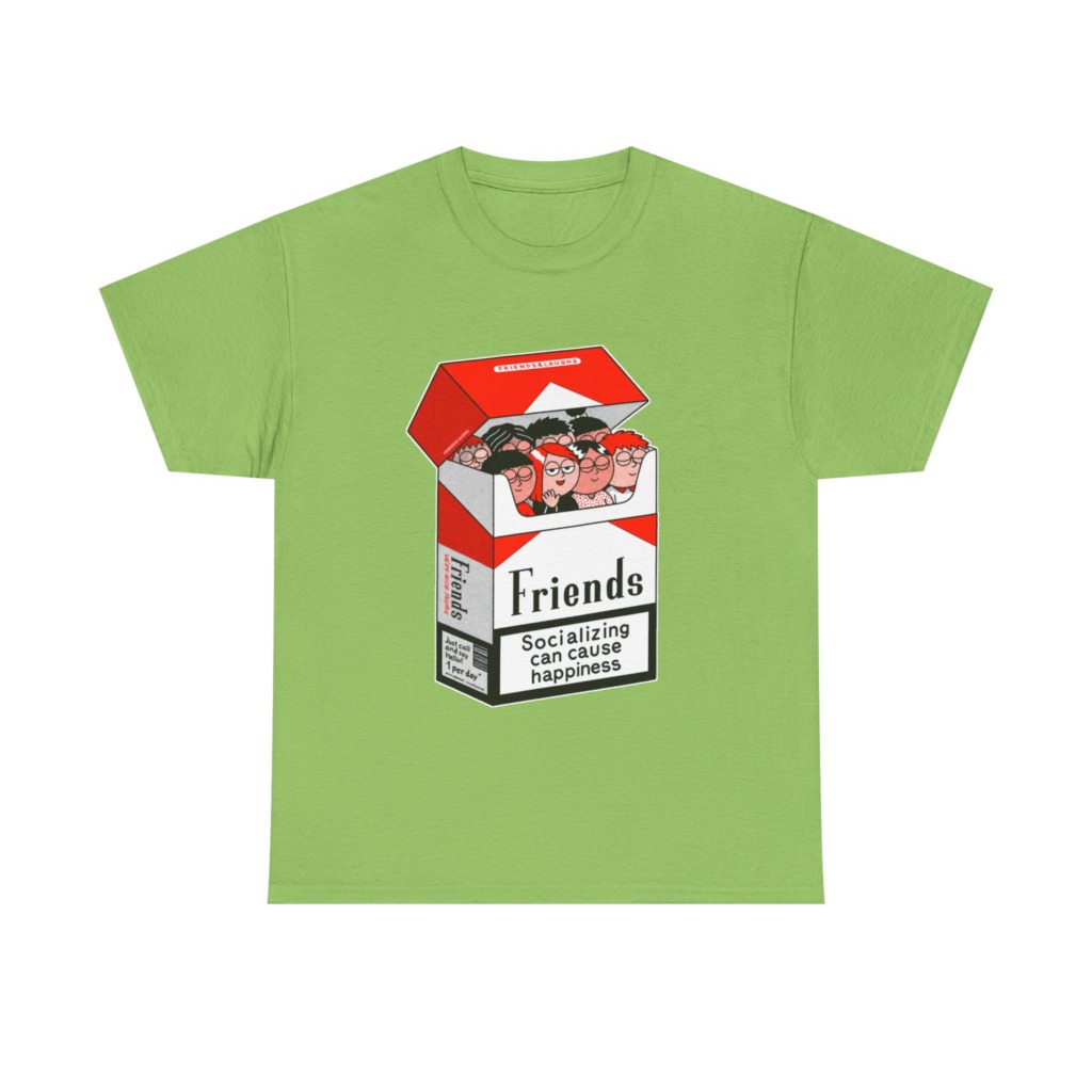 Graphic Tee: Friends Socializing Cigarette Pack