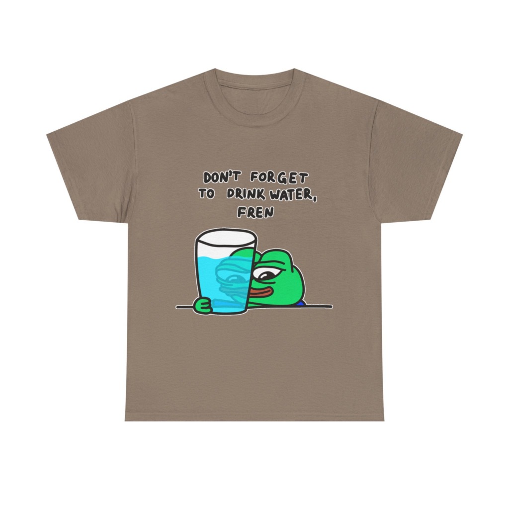 Graphic Tee: Pepe 'Don't Forget Water, Fren' Print