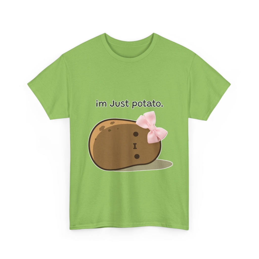 White Just Potato Graphic T-Shirt with Pink Bow