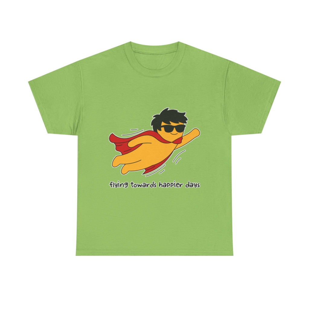 T-Shirt: Flying Hero 'Happier Days' Graphic Print