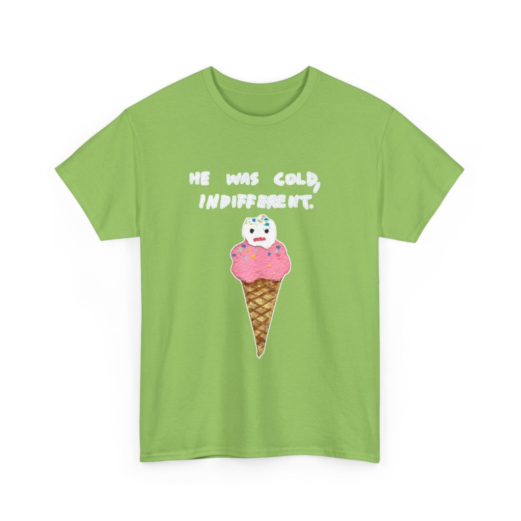 T-Shirt with Cold, Indifferent Ice Cream Graphic