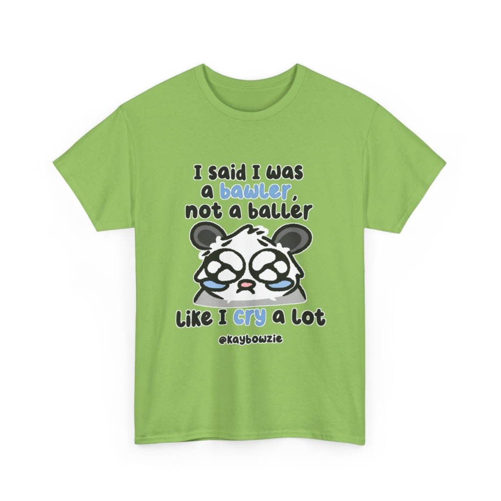 T-Shirt with Crying Animal 'Bawler Not Baller' Graphic