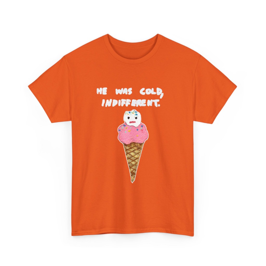 T-Shirt with Cold, Indifferent Ice Cream Graphic