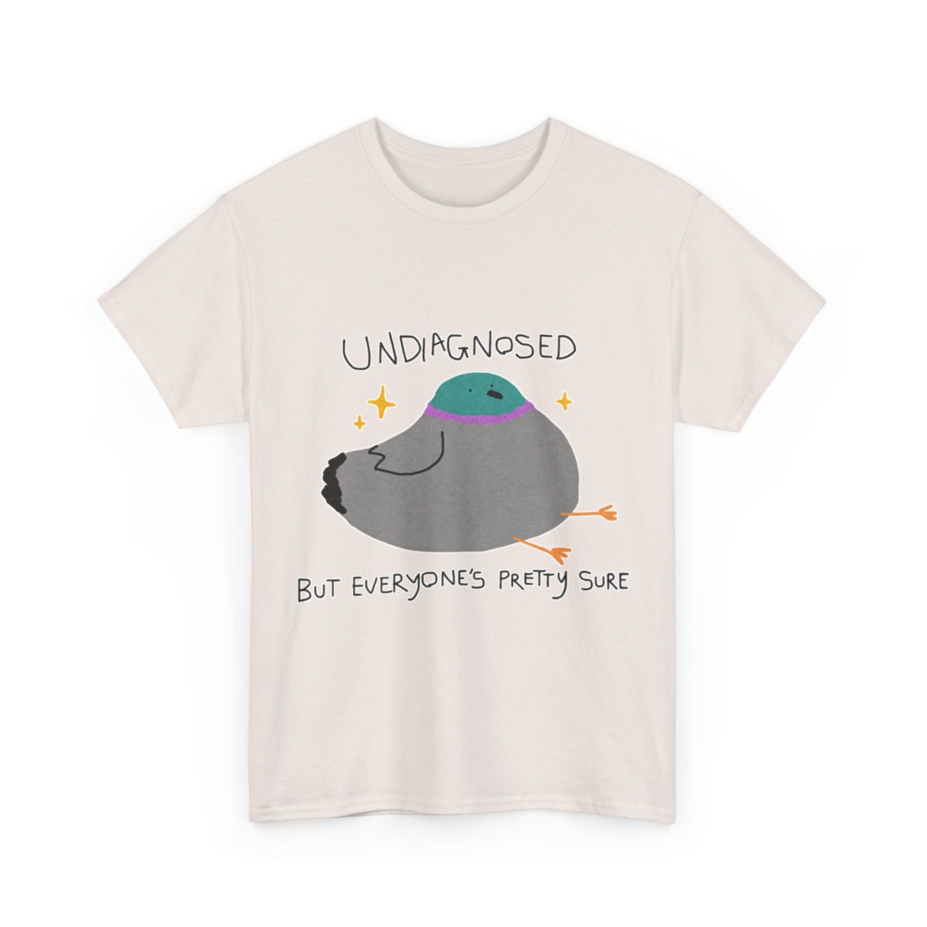 T-Shirt with Pigeon 'Undiagnosed' Graphic