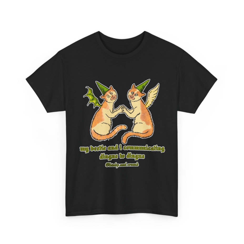 T-Shirt: Medieval Cat Besties 'Dingus to Dingus' Graphic