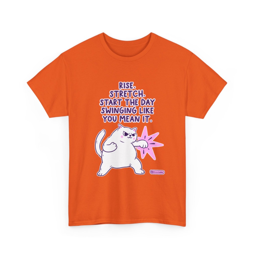 T-Shirt: 'Rise. Stretch.' Cat Punch Graphic