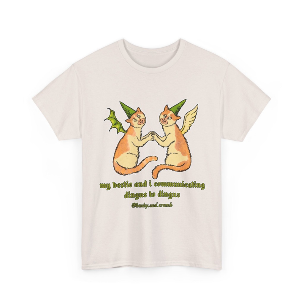 T-Shirt: Medieval Cat Besties 'Dingus to Dingus' Graphic