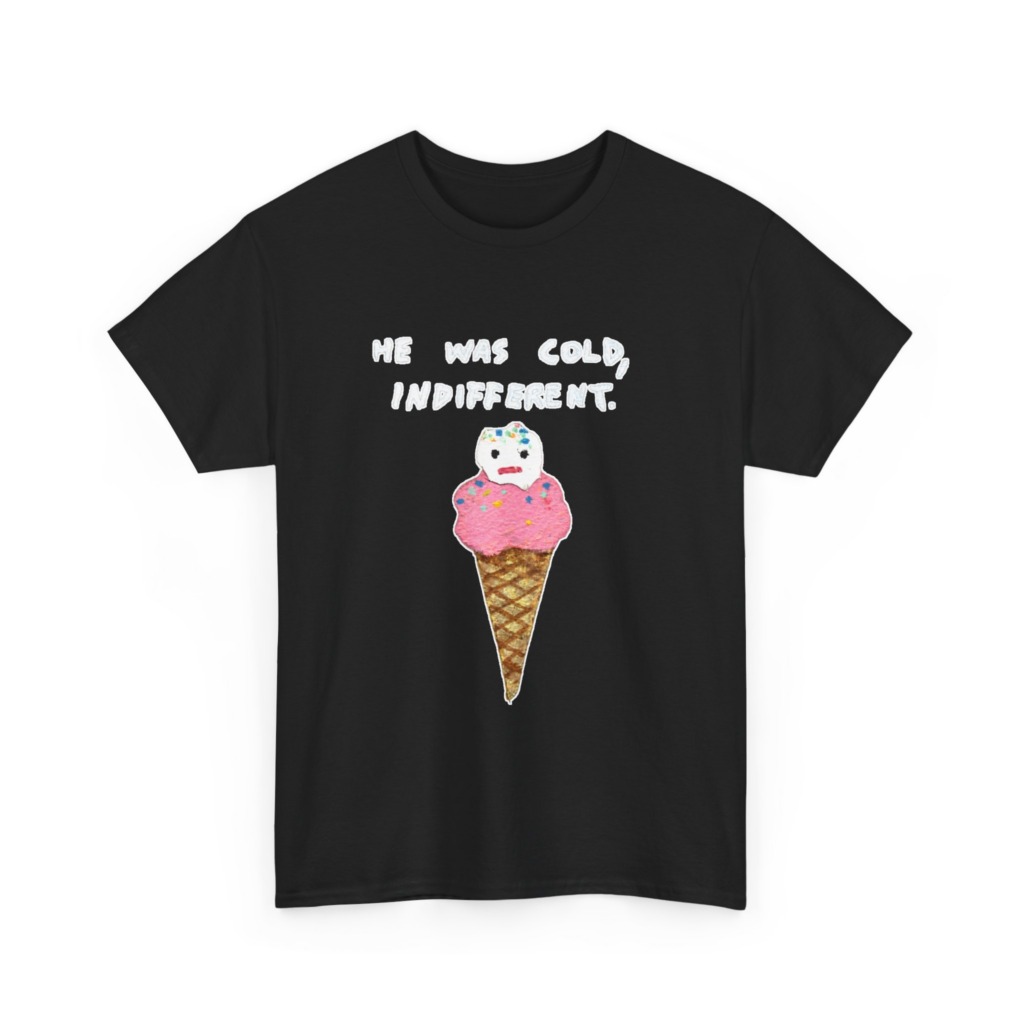 T-Shirt with Cold, Indifferent Ice Cream Graphic