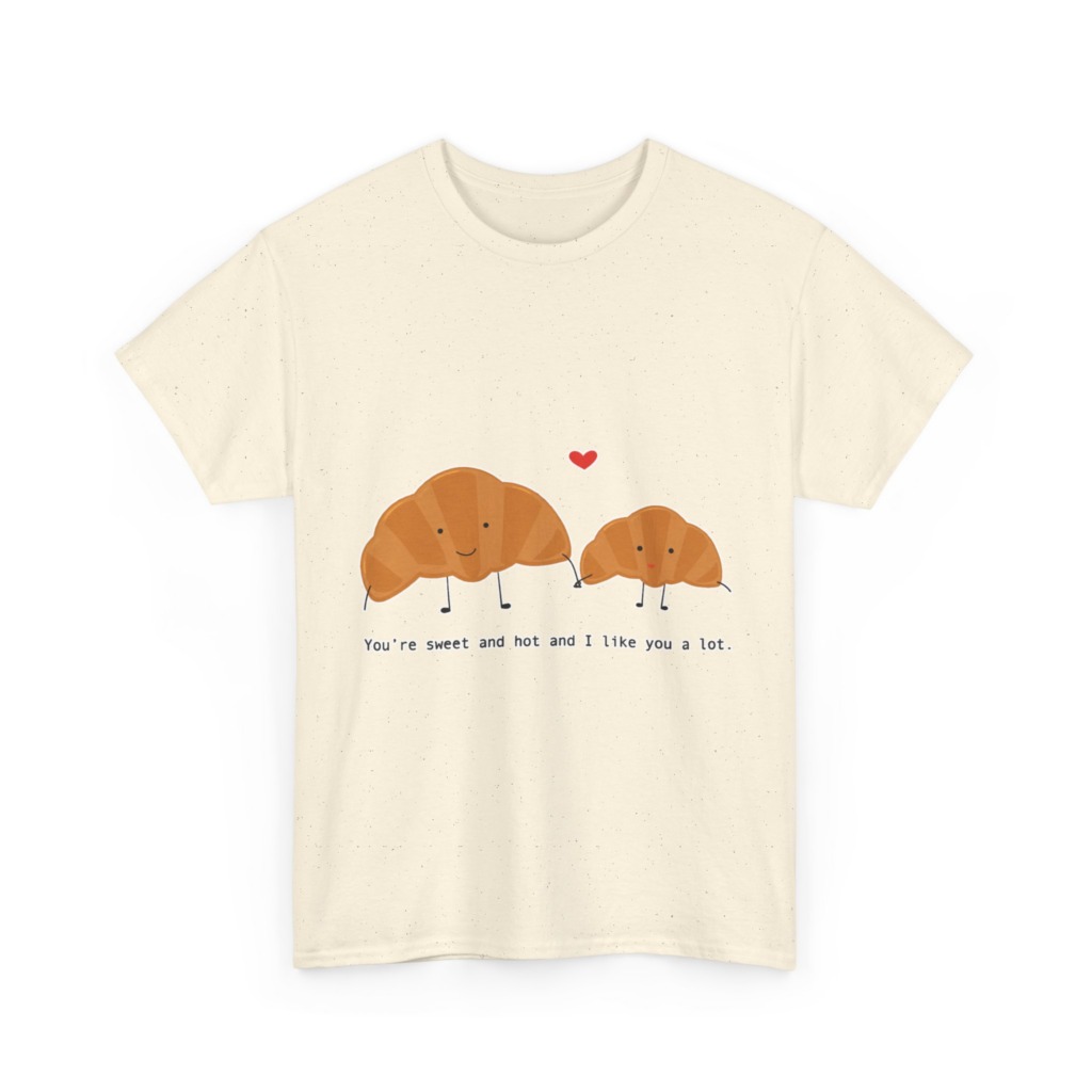 T-Shirt: Croissant Couple 'Sweet & Hot' Graphic Tee