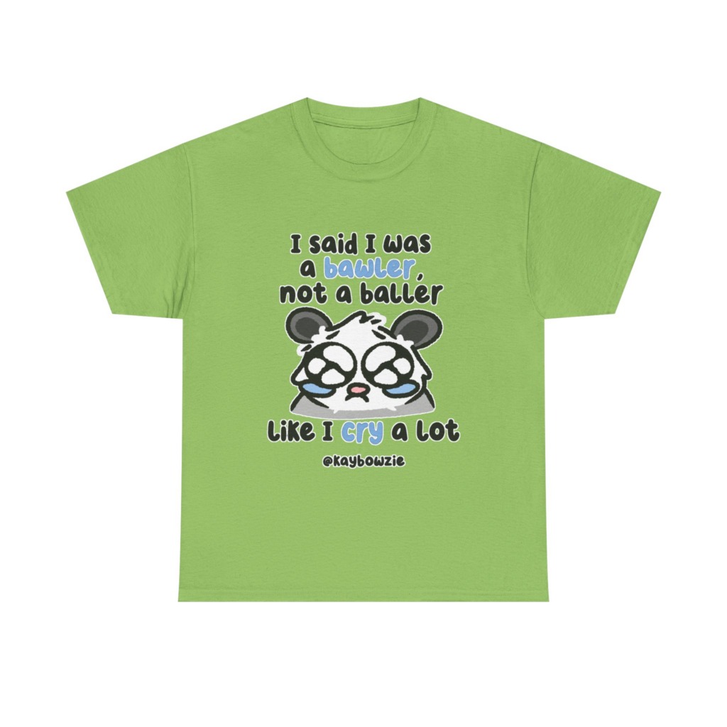 T-Shirt with Crying Animal 'Bawler Not Baller' Graphic