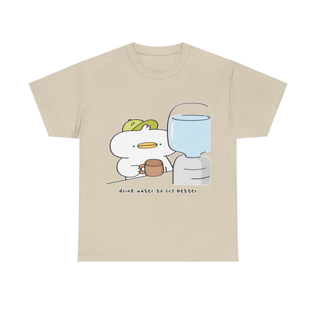 T-Shirt with 'Drink Water to Cry Better' Duck Print