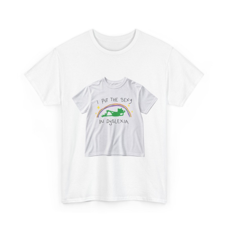 White 'I Put The Sexy In Dyslexia' Frog T-Shirt