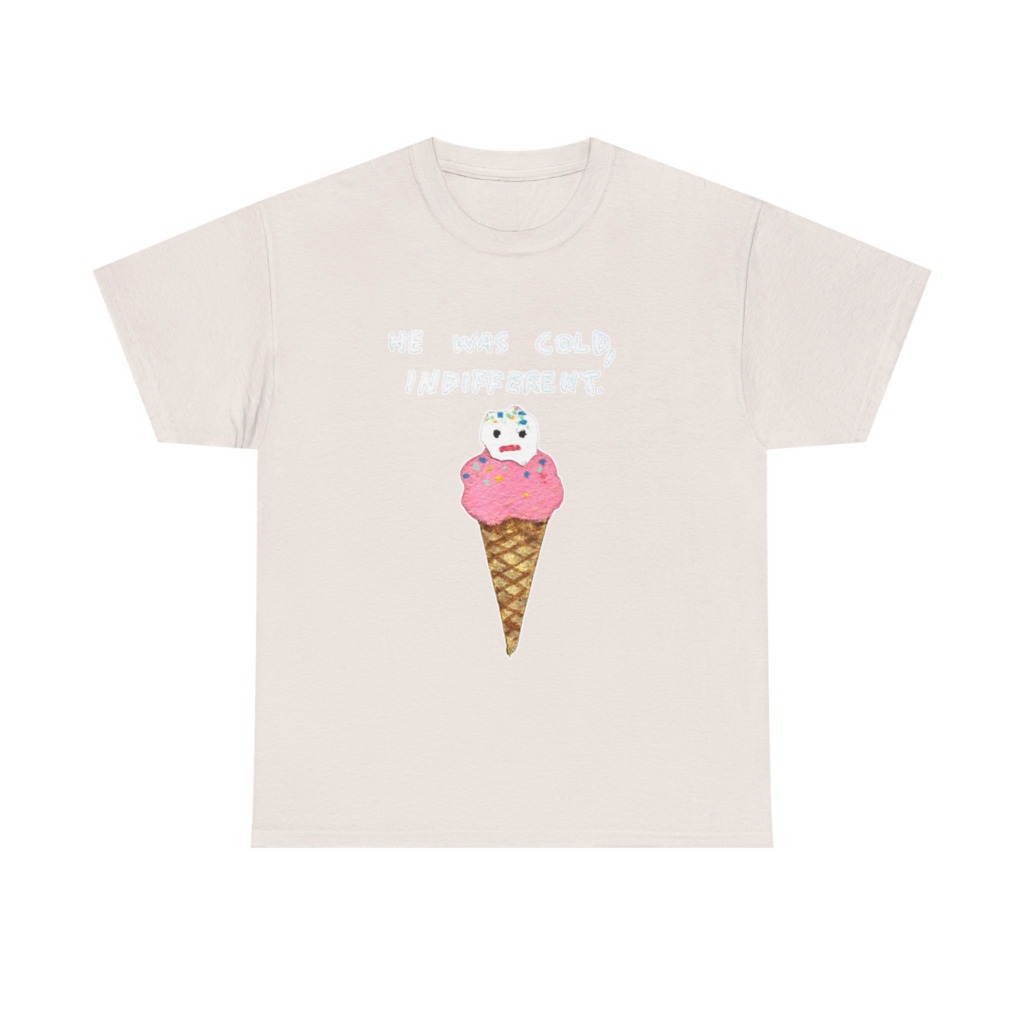 T-Shirt with Cold, Indifferent Ice Cream Graphic