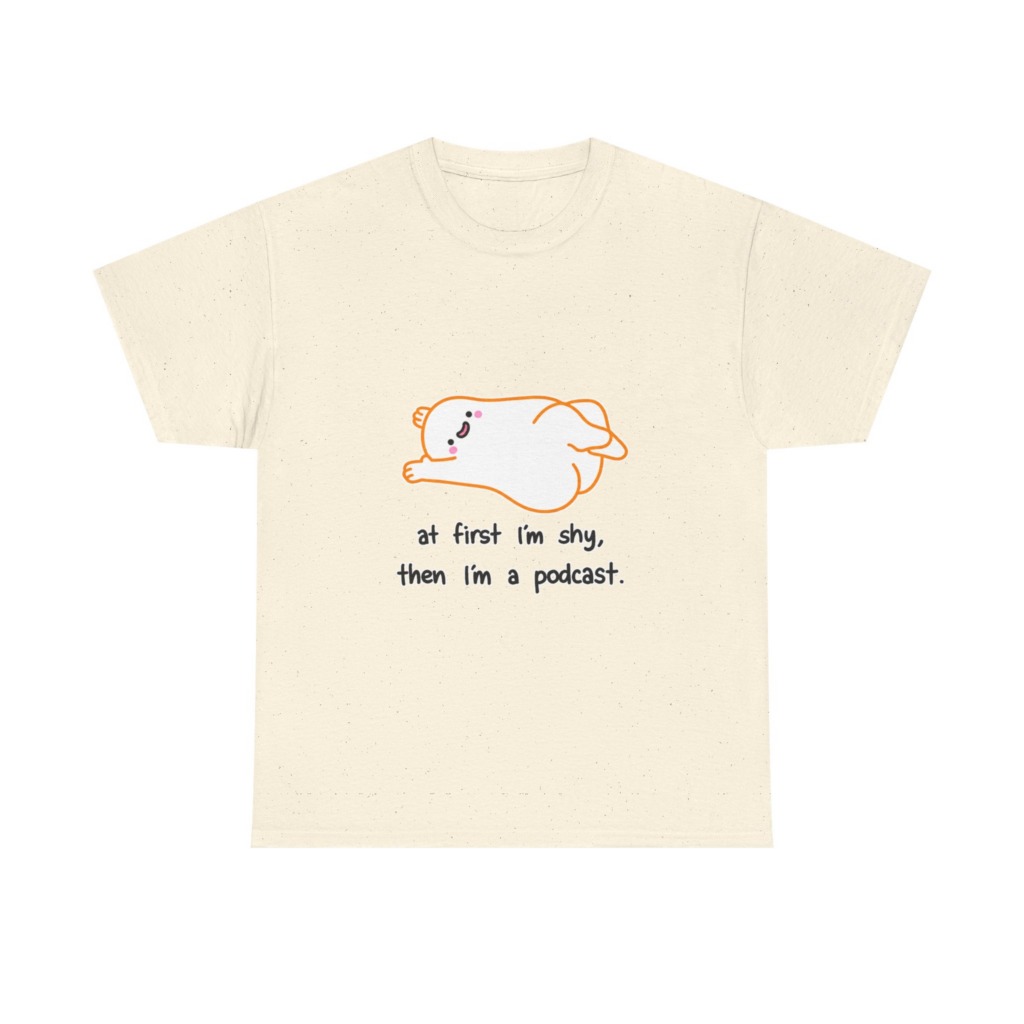 T-Shirt with Shy Podcast Creature Graphic