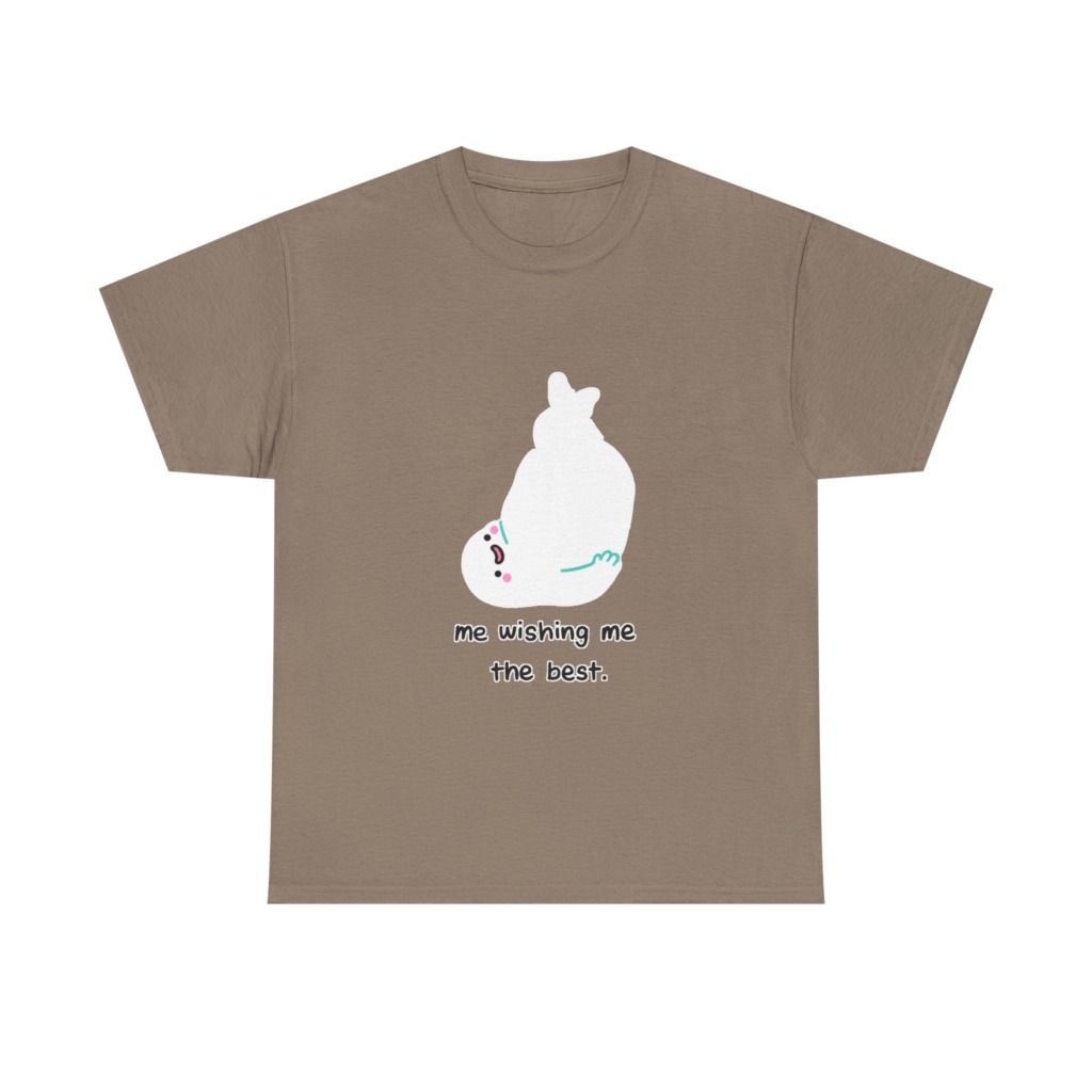 White T-Shirt: 'Wishing Me The Best' Cartoon Ghost Print