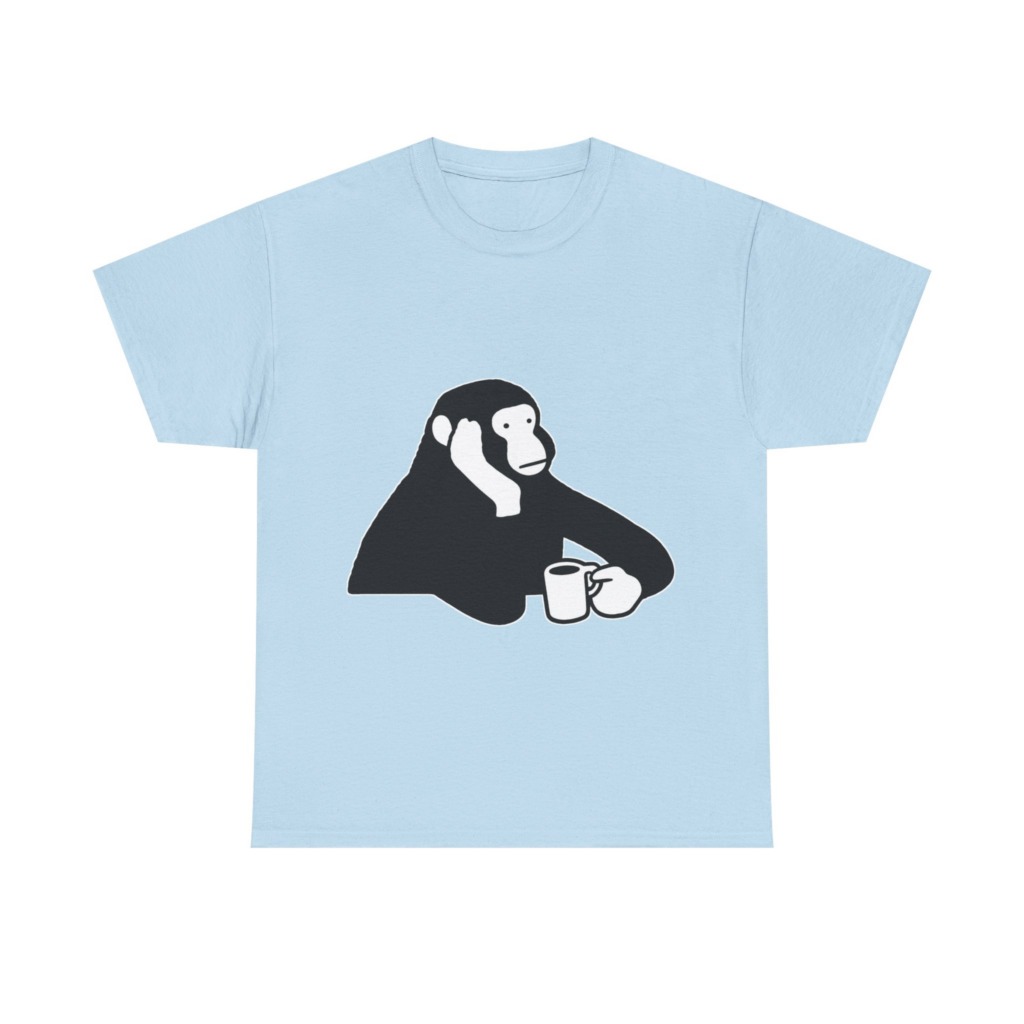T-Shirt: Chimp with Coffee Mug Graphic