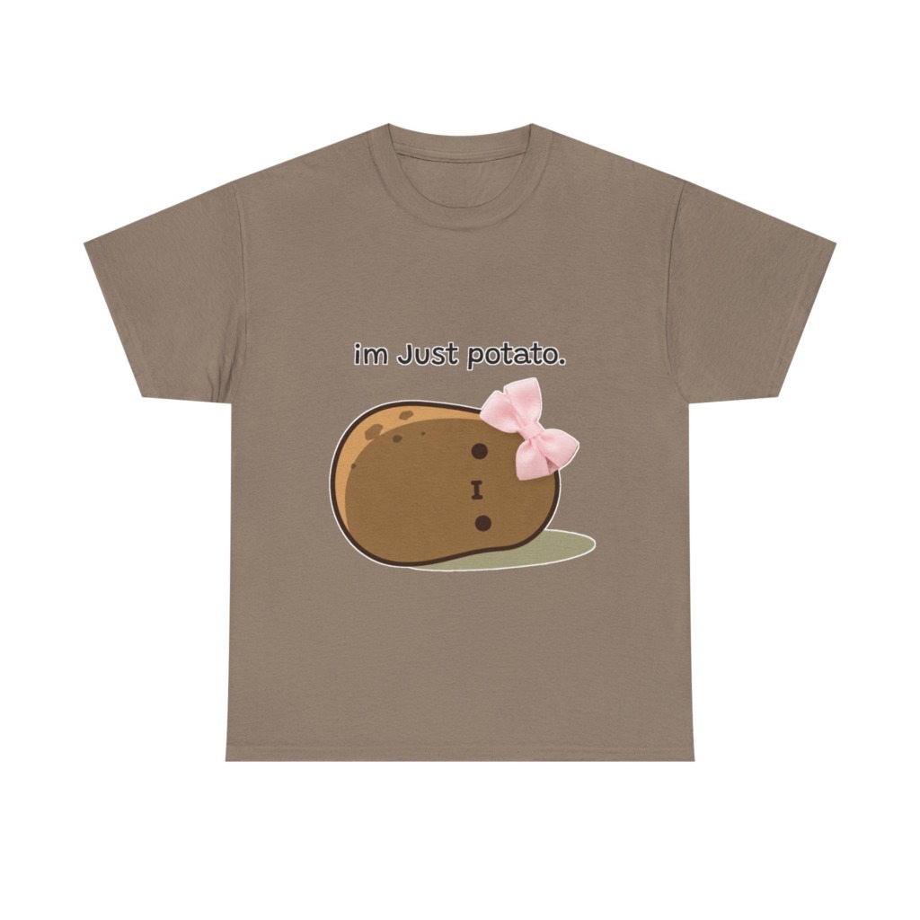 White Just Potato Graphic T-Shirt with Pink Bow