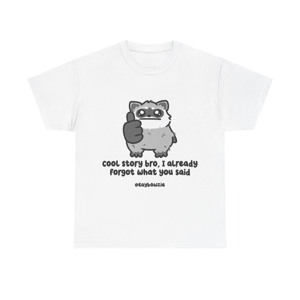 Sarcastic Raccoon 'Cool Story Bro' Graphic Tee