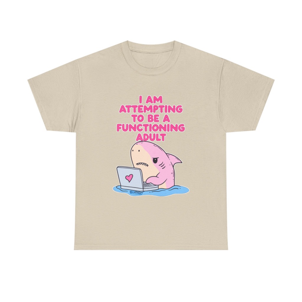 "Functioning Adult" Shark Laptop Graphic Tee