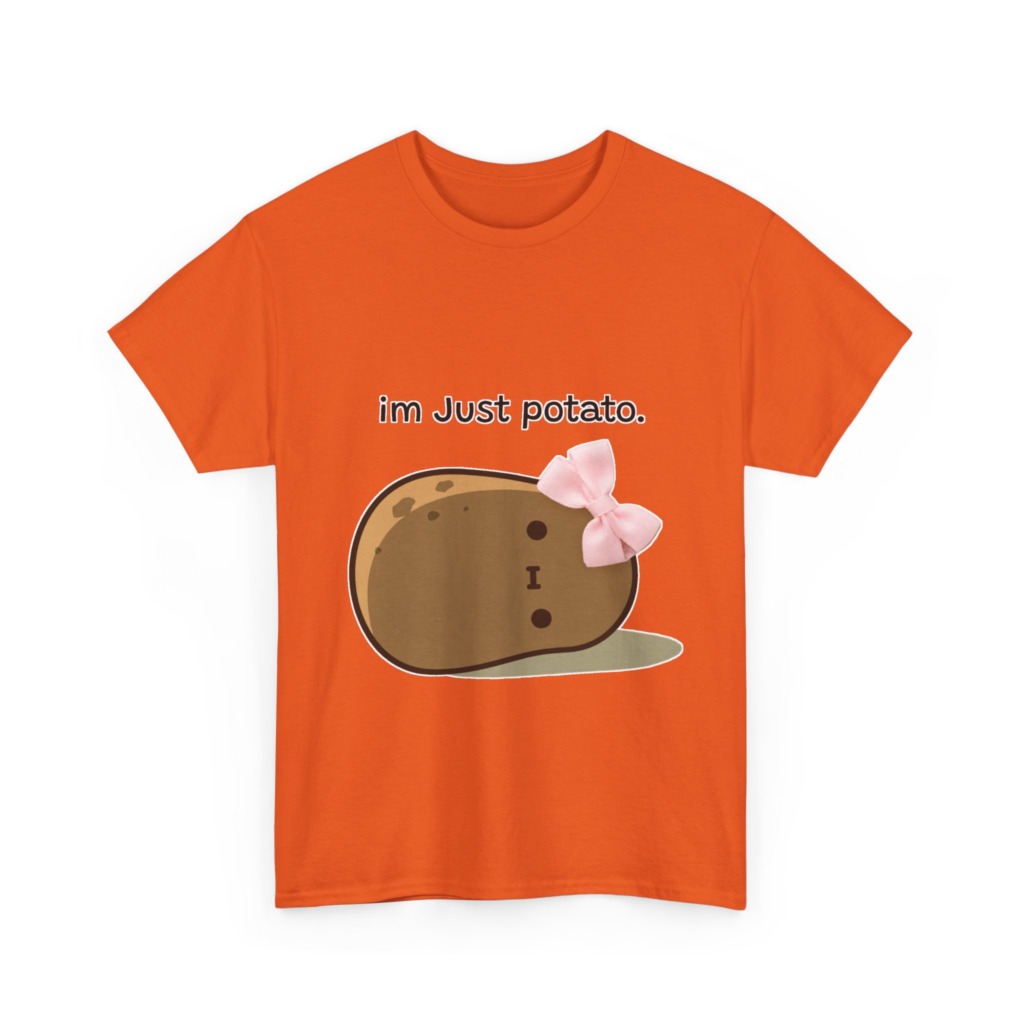White Just Potato Graphic T-Shirt with Pink Bow