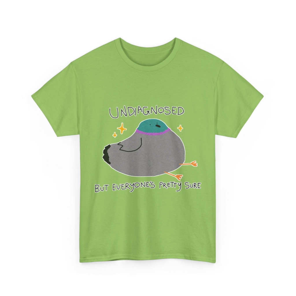 T-Shirt with Pigeon 'Undiagnosed' Graphic