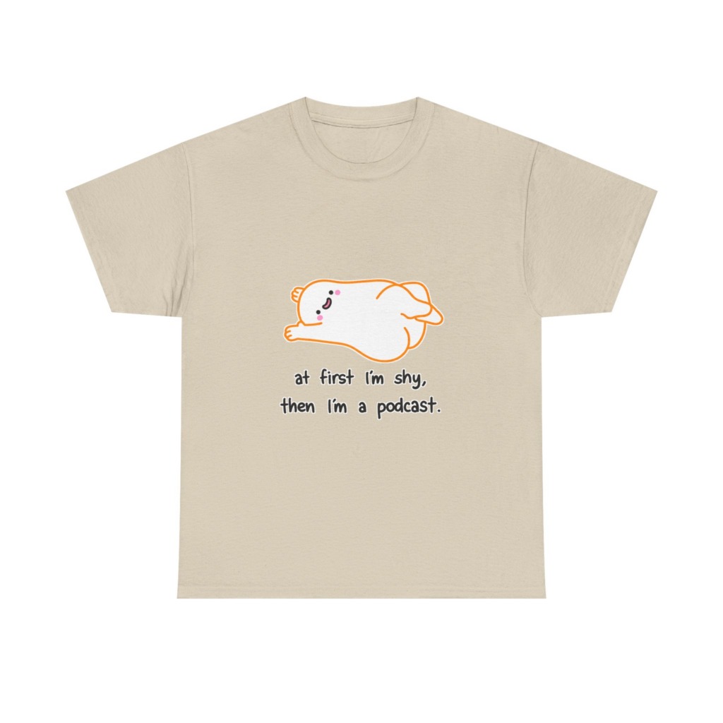 T-Shirt with Shy Podcast Creature Graphic