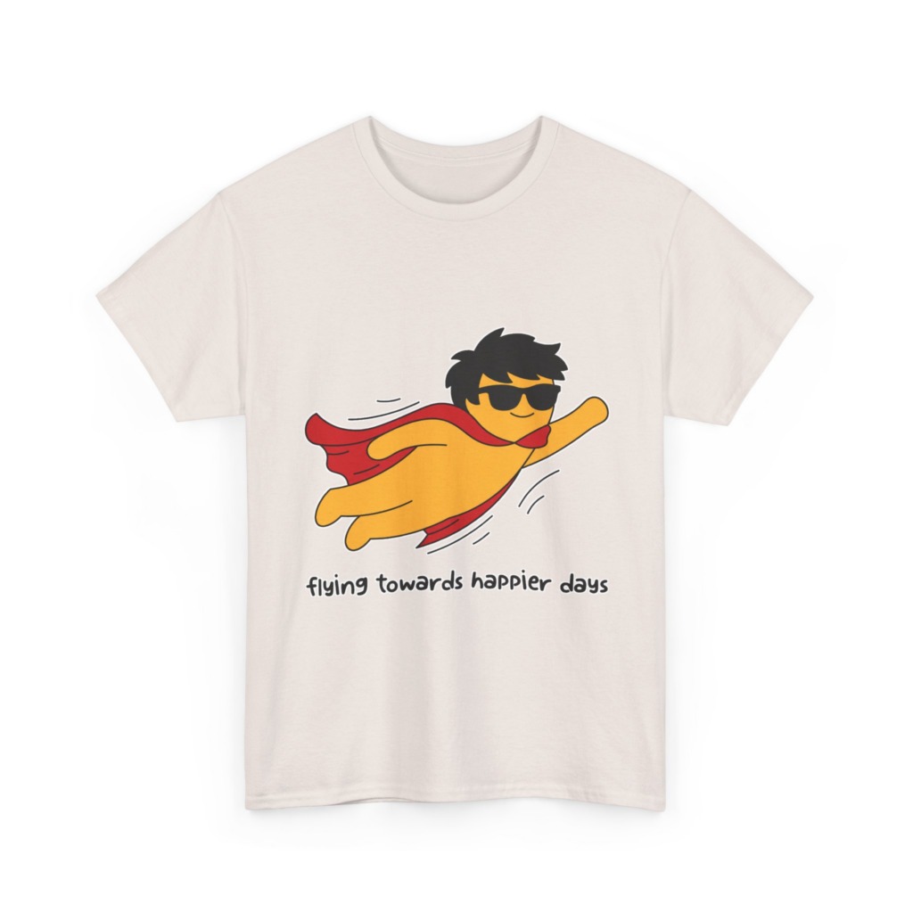T-Shirt: Flying Hero 'Happier Days' Graphic Print