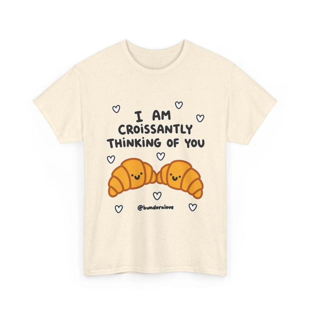 White T-Shirt: Croissantly Thinking Of You Graphic Print
