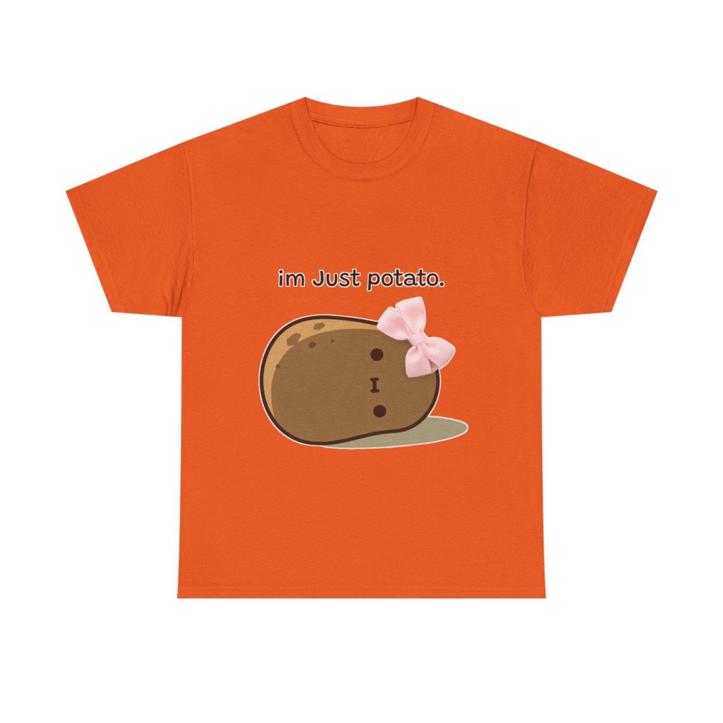 White Just Potato Graphic T-Shirt with Pink Bow