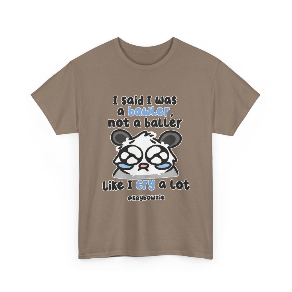 T-Shirt with Crying Animal 'Bawler Not Baller' Graphic