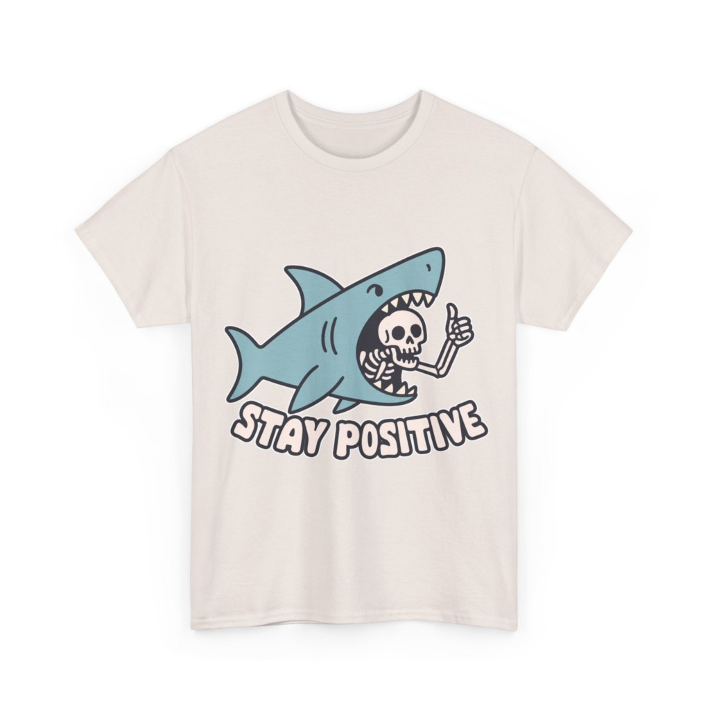 Shark Skeleton Thumbs Up 'Stay Positive' T-Shirt